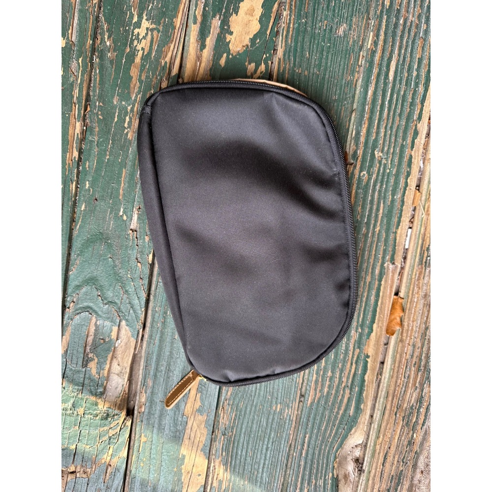 Black Nylon Travel Jewelry Organizer Pouch Clear Pockets Gold Zipper A4374
